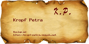 Kropf Petra névjegykártya